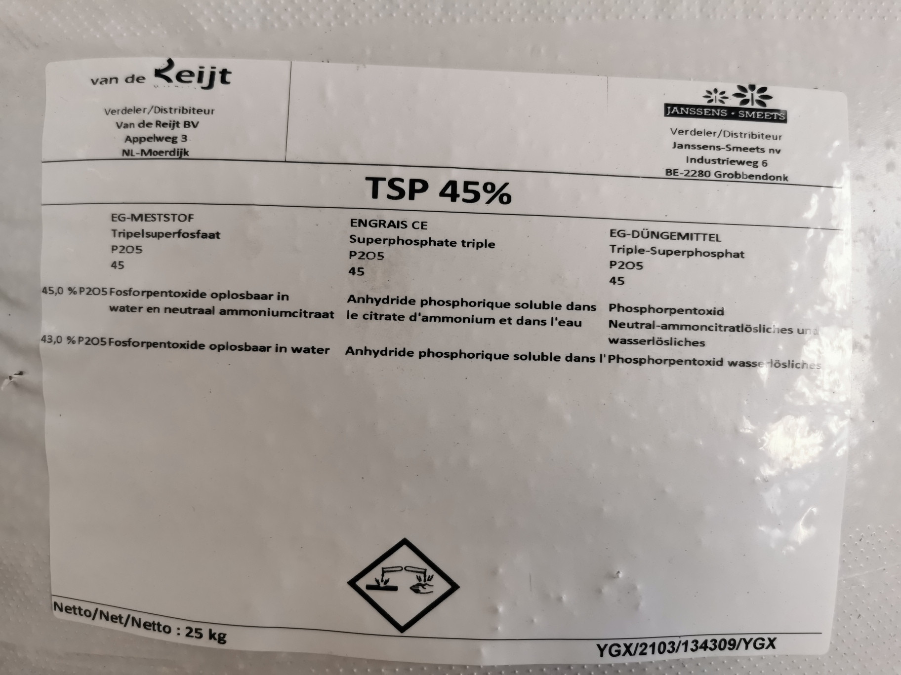 Afbeelding van Triple Superfosfaat 45 % (25)