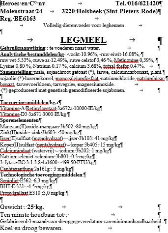 Afbeelding van Legmeel (25 kg) - eigen productie