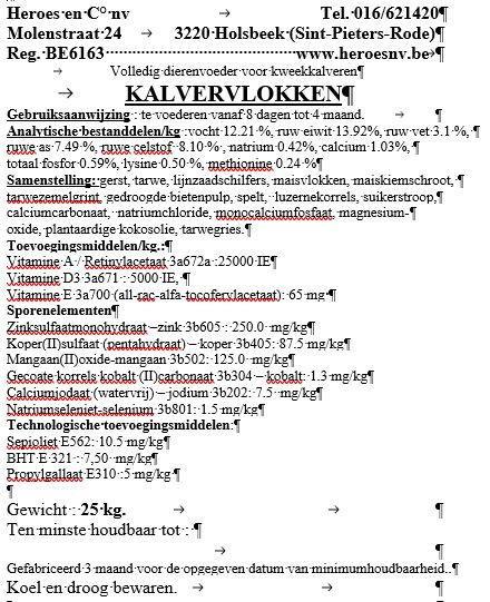 Afbeelding van Kalvervlokken - eigen productie (25kg)