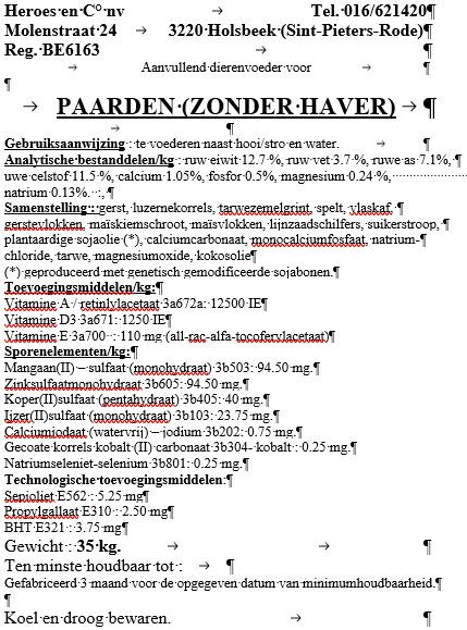 Afbeelding van Paardenmengeling zonder haver - eigen productie - 35 kg