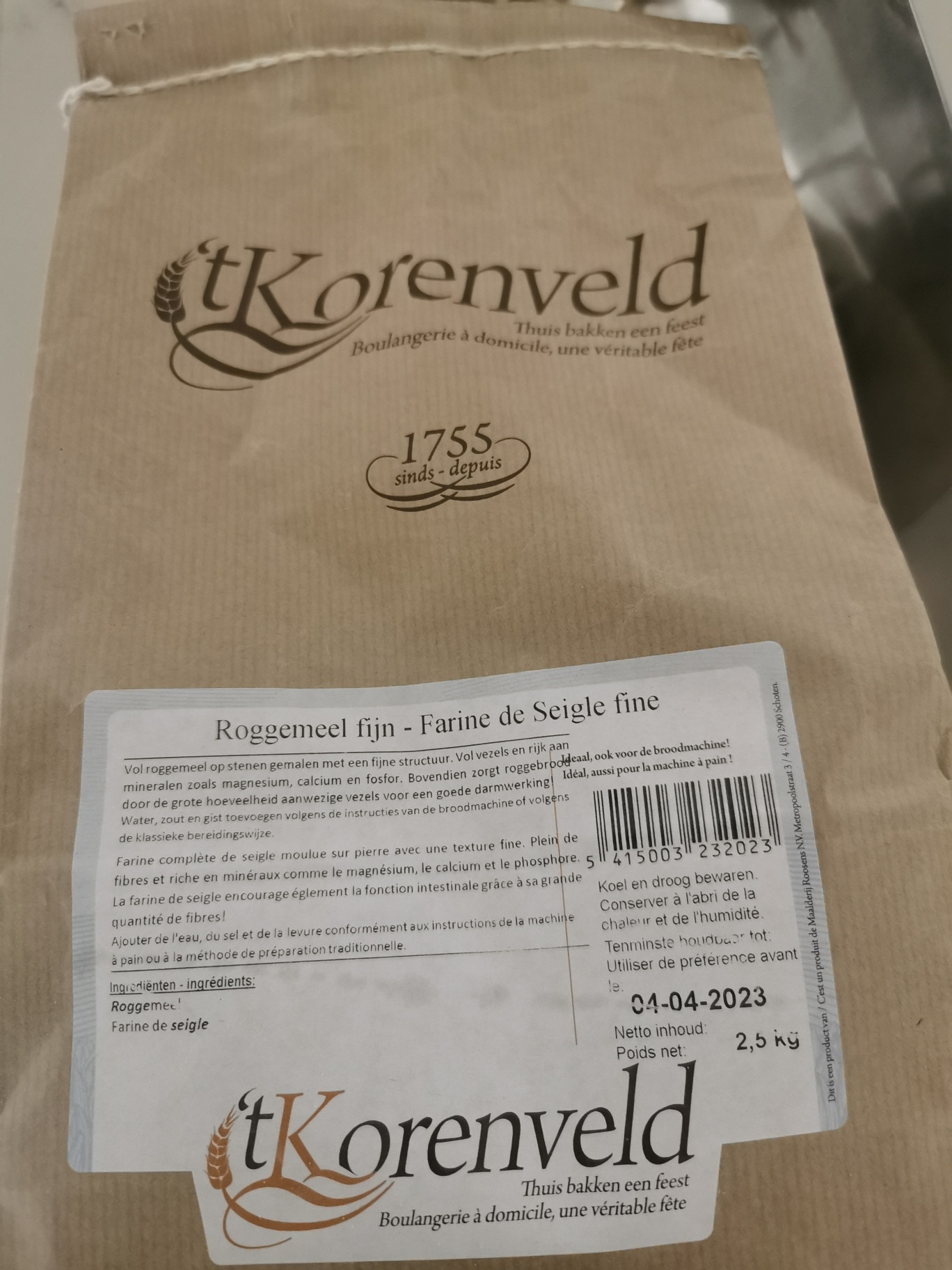 Afbeelding van Roggemeel - 't Korenveld - 2,5 kg